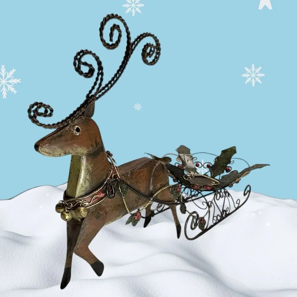 Elegant Reindeer and Sleigh Holiday Decor Candle holder